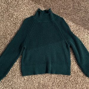green mock neck sweater